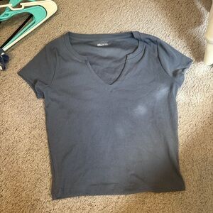 Hollister Women's Slate Blue V-Neck Tee